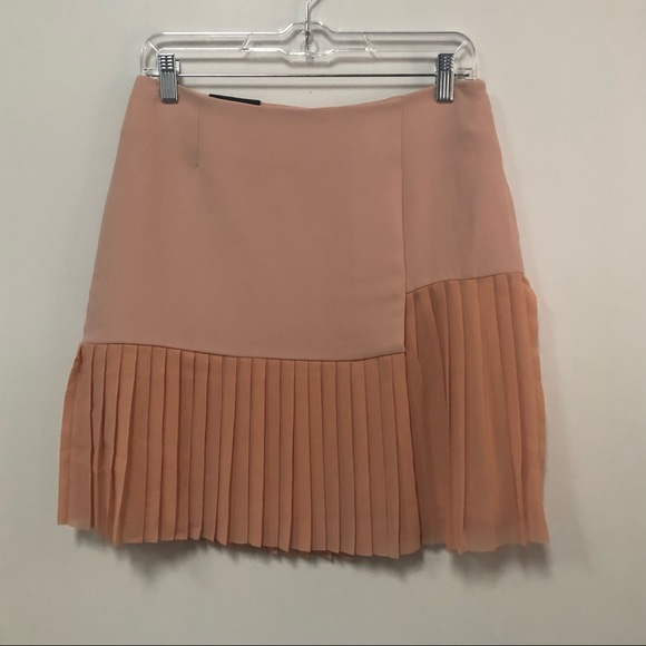 Dalia A-symmetrical blush pink pleated skirt fully lined size 4. Side zip - Picture 1 of 5